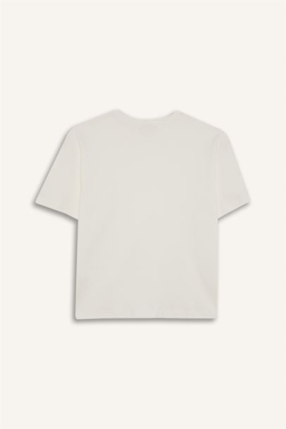 تيشيرت بناتي نص كم بيزك سادة اوفر سايز