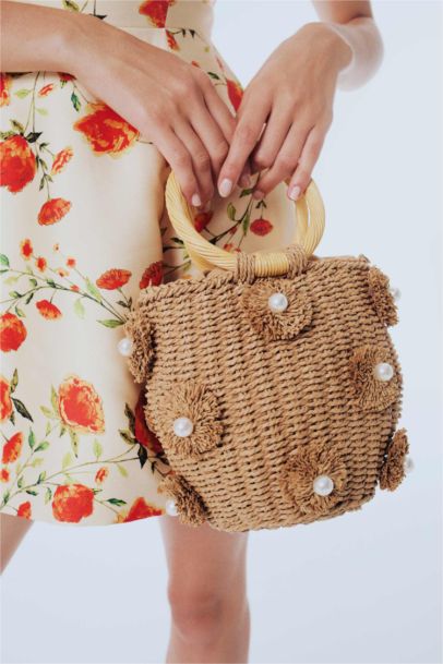 DCEY x DeFacto Kadın Çiçekli Hasır El Çantası