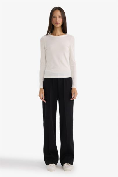 Straight Fit Elastic Waist Thick Sweatpants