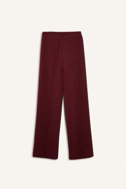 Straight Fit Thick Sweatshirt Fabric Trousers