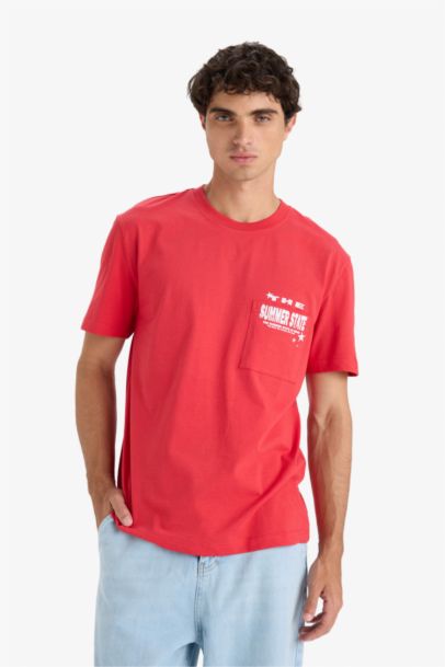 Regular Fit Crew Neck Printed Short Sleeve T-Shirt