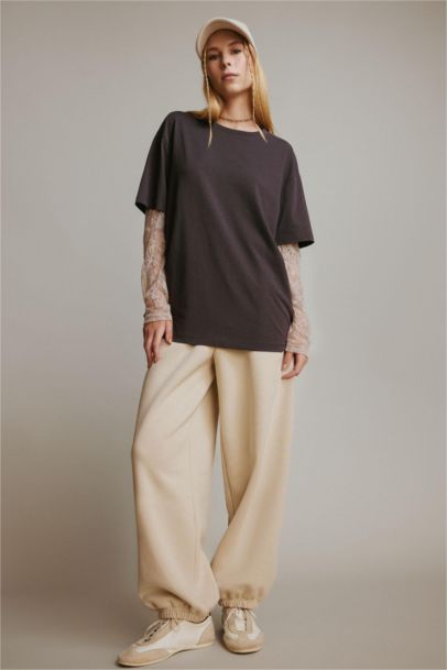 Pantalon de survêtement épais à taille avec cordon