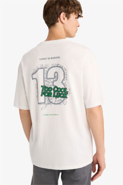 Boxy Fit Crew Neck Back Print Short Sleeve T-Shirt