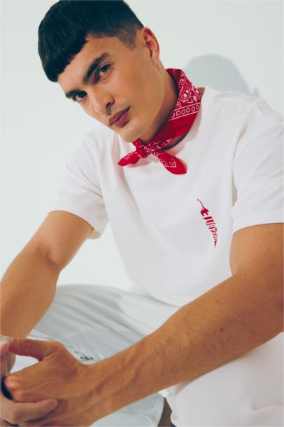 %100 Pamuk Boxy Fit Bisiklet Yaka Sırt Baskılı Kısa Kollu Tişört