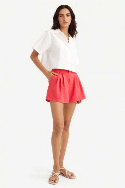 Regular Fit Poplin Kısa Kollu Beyaz Gömlek