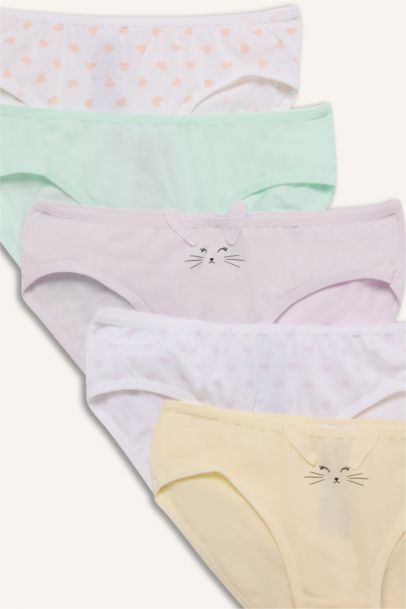 Desenli 5'li Slip Külot Kız Çocuk