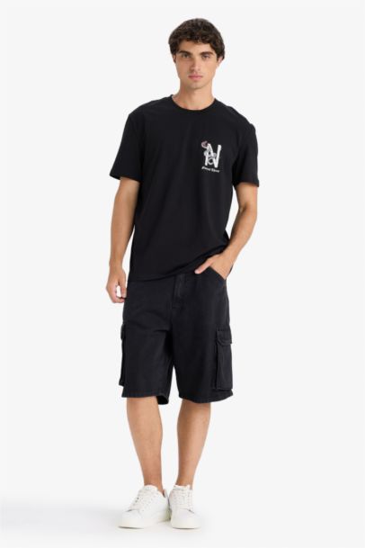 تيشيرت نص ردن مطبوع قصة عادية بياخة مستديرة