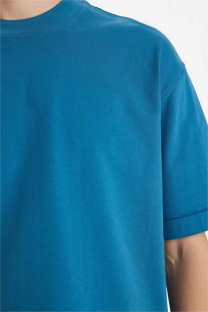 تيشيرت نص ردن اوفر سايز بياخة مستديرة