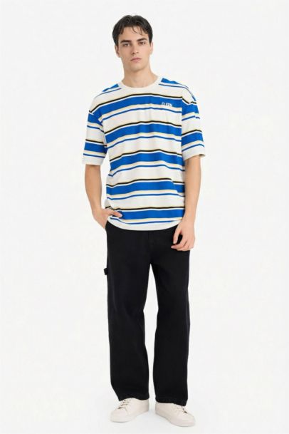 %100 Pamuk Boxy Fit Baskılı Tişört