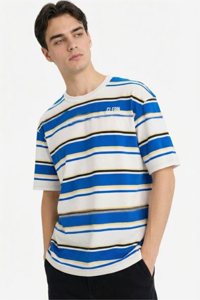 %100 Pamuk Boxy Fit Baskılı Tişört