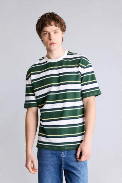 تيشيرت قطن نص ردن اوفر سايز بياخة مستديرة