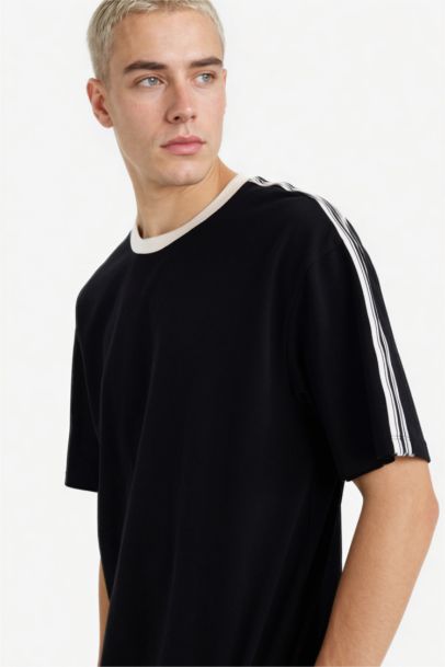 Boxy Fit Crew Neck Pique T-Shirt