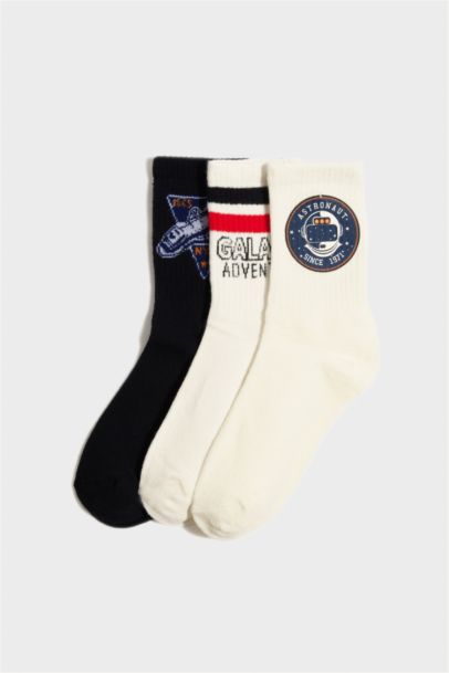Lot de 3 paires de Chaussettes longues en coton imprimées pour garçon