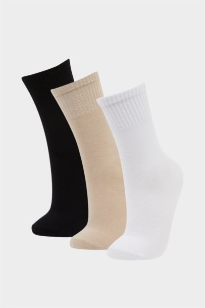 جوارب طويلة نسائية من قطن - 3 قطع