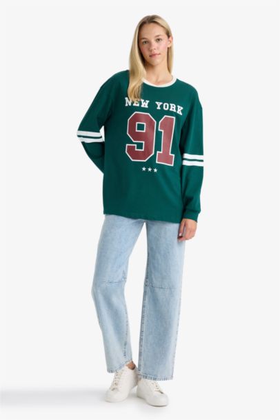 Loose Fit Printed Long Sleeve Sweatshirt