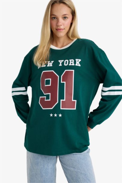 Loose Fit Printed Long Sleeve Sweatshirt