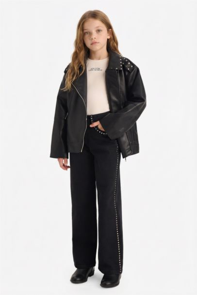 Girl Faux Leather Jacket