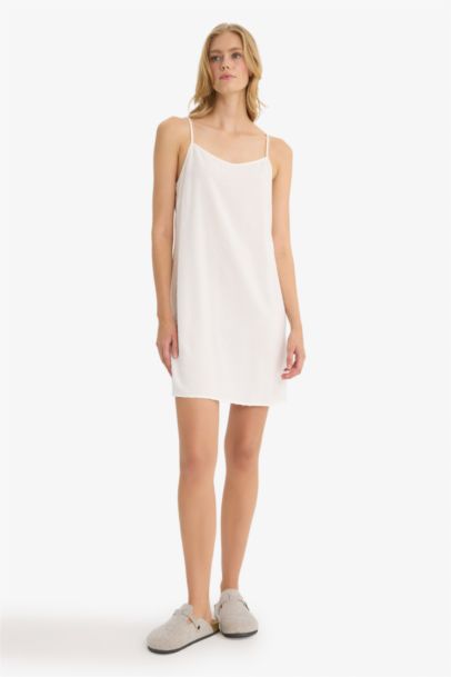 Regular Fit U Collar Voile Woven Dress