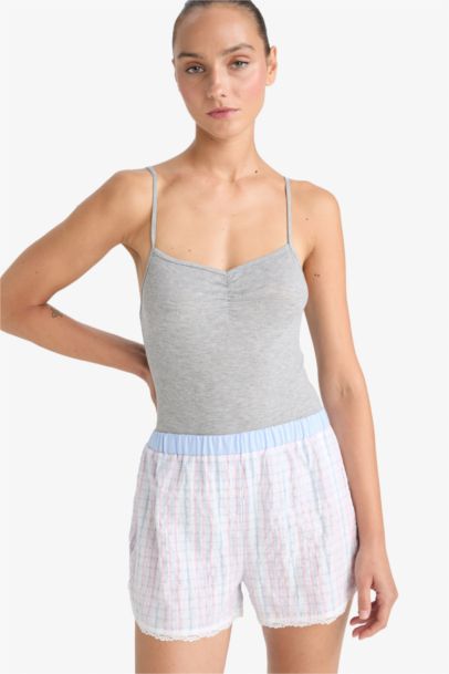 Fall in Love Regular Fit Seersucker Textured Striped Shorts Bottoms