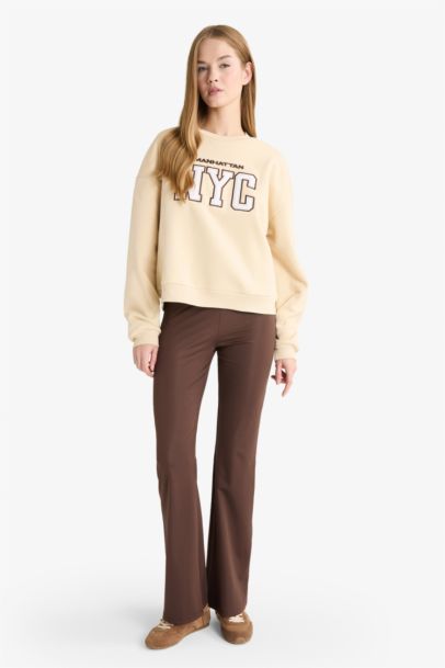 بنطلون فلير فيت برجل واسع شارلستون وخصر مطاطي