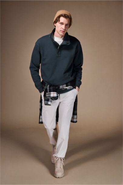 Elastic Waist Pockets Trousers