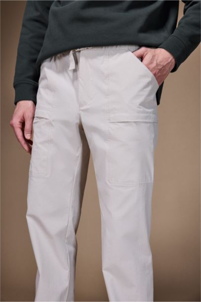 Elastic Waist Pockets Trousers