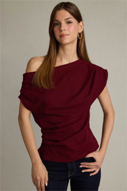 Fitted Basic One Shoulder Blouse
