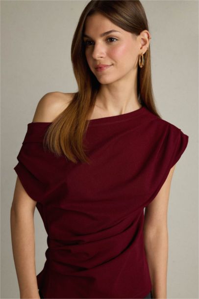 Fitted Basic One Shoulder Blouse
