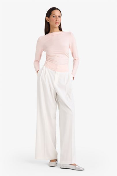 Slim Fit Boat Neck Long Sleeve T-Shirt