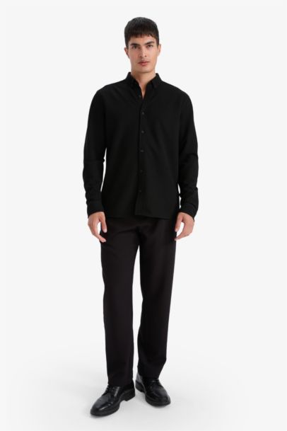 Regular Fit Polo Collar Long Sleeve Shirt