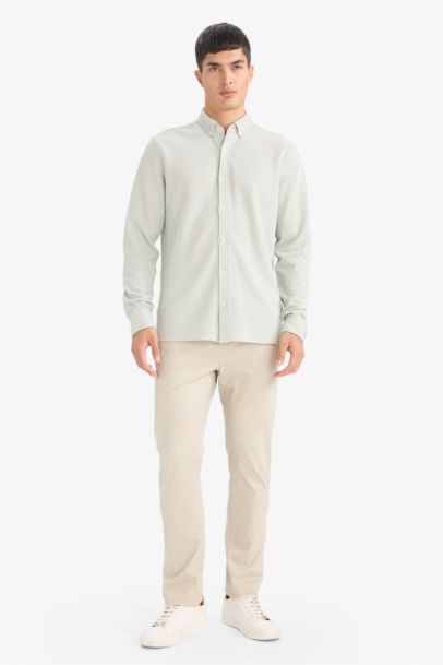 Regular Fit Polo Collar Long Sleeve Shirt