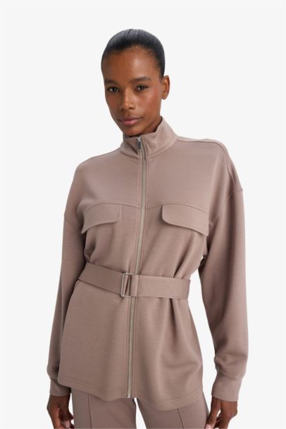 Long Fit Stand Collar Modal Cardigan