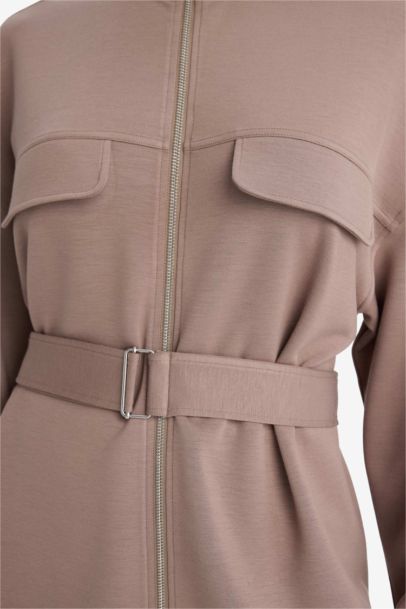 Long Fit Stand Collar Modal Cardigan