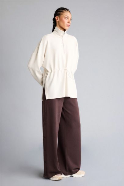 Long Fit High Neck Long Sleeved Modal Sports Sweatshirt