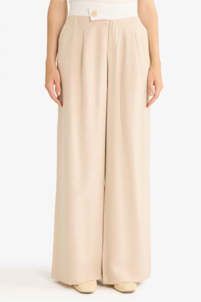 Wide Leg Normal Waist Straight Leg Modal Trousers