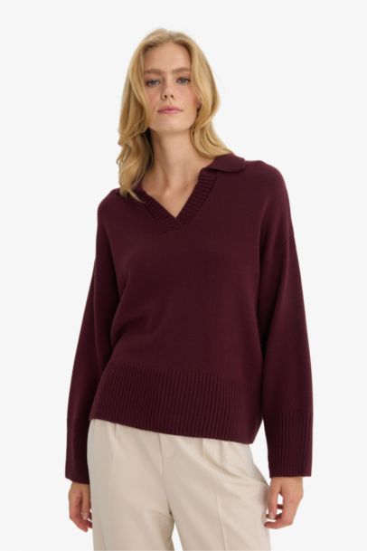 Pull en maille oversize à col polo