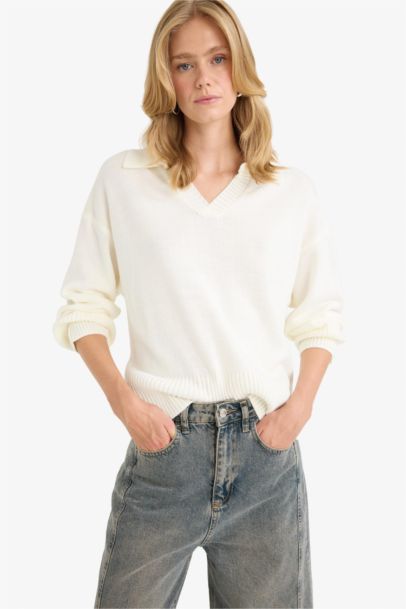 Pull en maille oversize à col polo