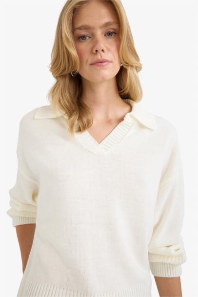 Pull en maille oversize à col polo
