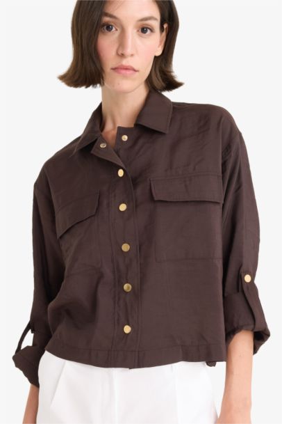 Regular Fit Shirt Collar Viscose Blazer