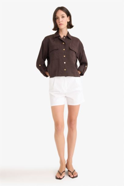 Regular Fit Shirt Collar Viscose Blazer