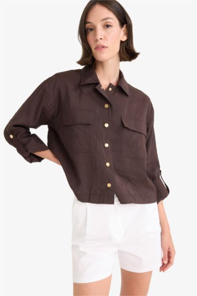 Regular Fit Shirt Collar Viscose Blazer