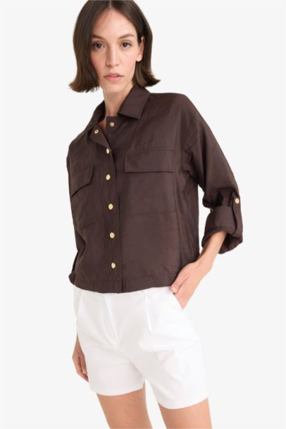 Regular Fit Shirt Collar Viscose Blazer