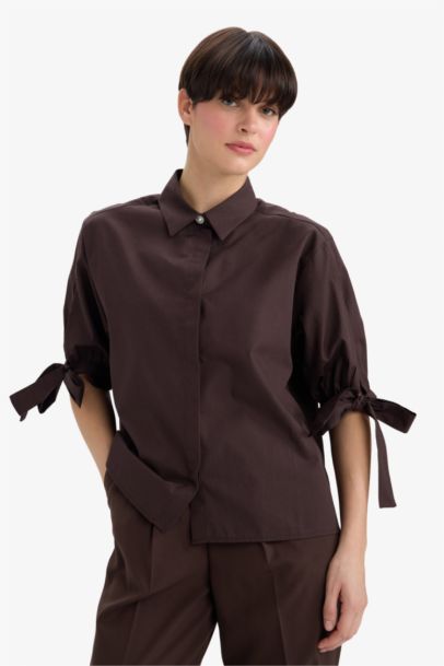 Regular Fit Shirt Collar Poplin Long Sleeve Shirt