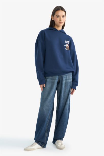 Oversize Fit Cars licensed Printed Hooded Sweatshirt