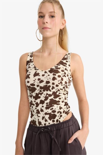 Patterned Strappy Bodysuit