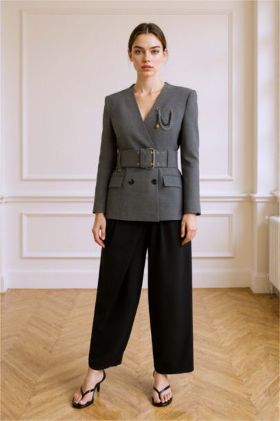 Baggy Fit Zippered Regular Waist Standard Length Trousers