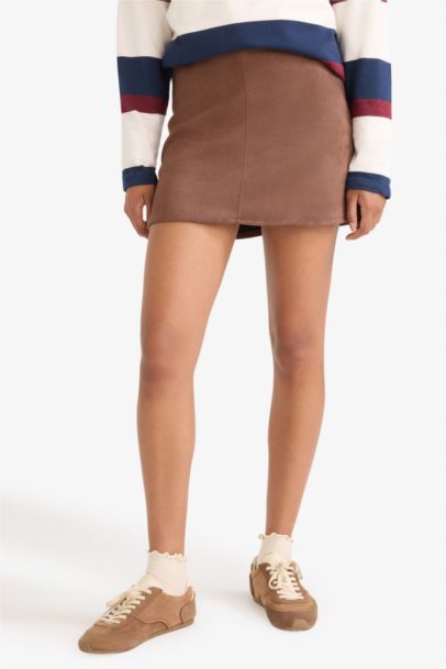 Suede High Waist Mini Skirt