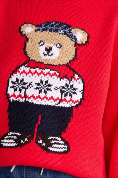 Boy Regular Fit Crew Neck Christmas Tricot Pullover