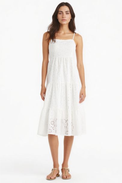 Heart Collar Terry Cotton Short Sleeve Midi Dress