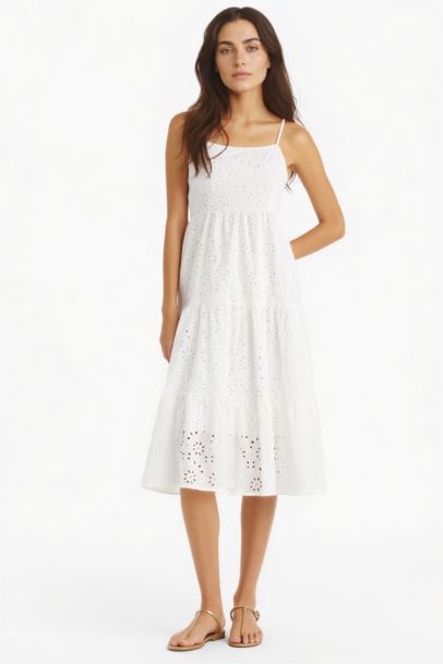 Heart Collar Terry Cotton Short Sleeve Midi Dress